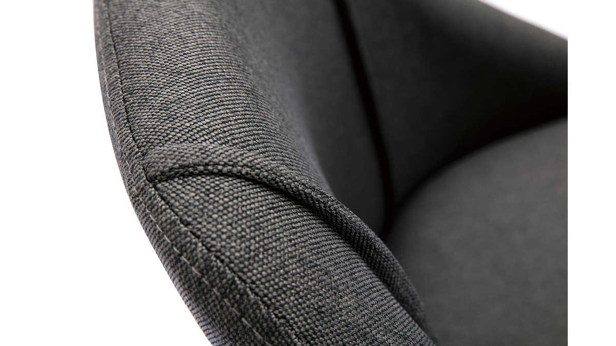 Set de 2 sillas de tela efecto aterciopelado texturizado gris oscuro y madera clara maciza HIGGINS