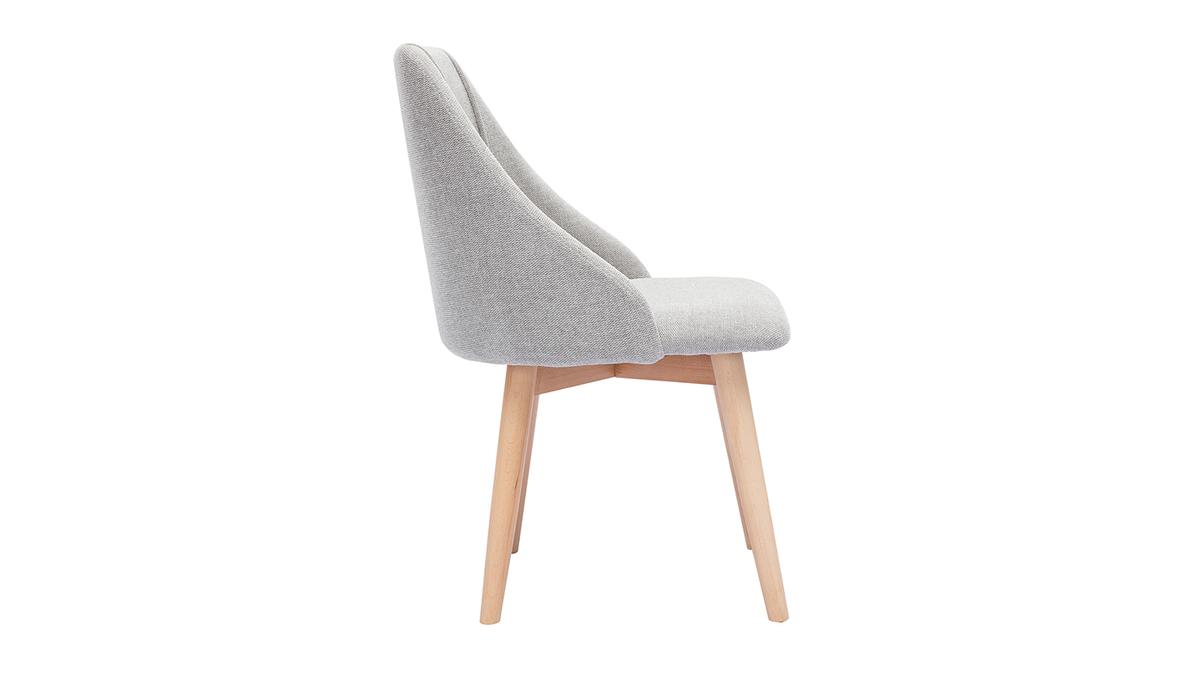 Set de 2 sillas de tela efecto aterciopelado texturizado gris y madera clara maciza HIGGINS