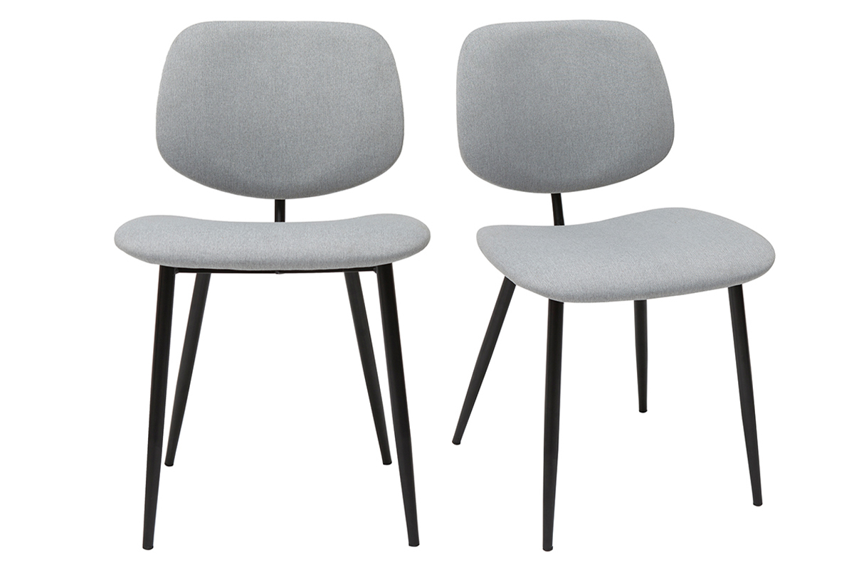 Set de 2sillas de tela gris claro y metal negro TOBIAS