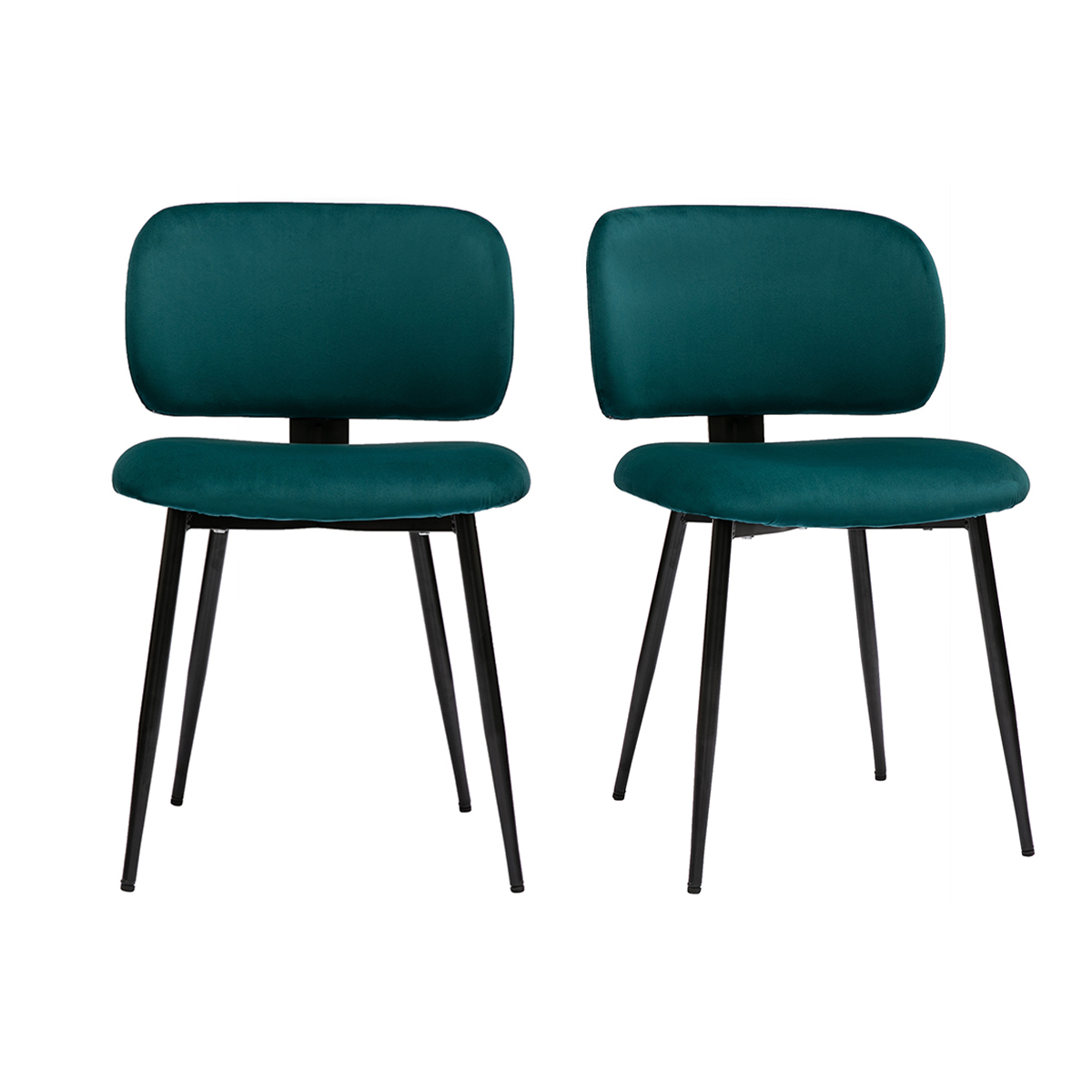 Set de 2 sillas de terciopelo azul petróleo y metal negro ATRIUM