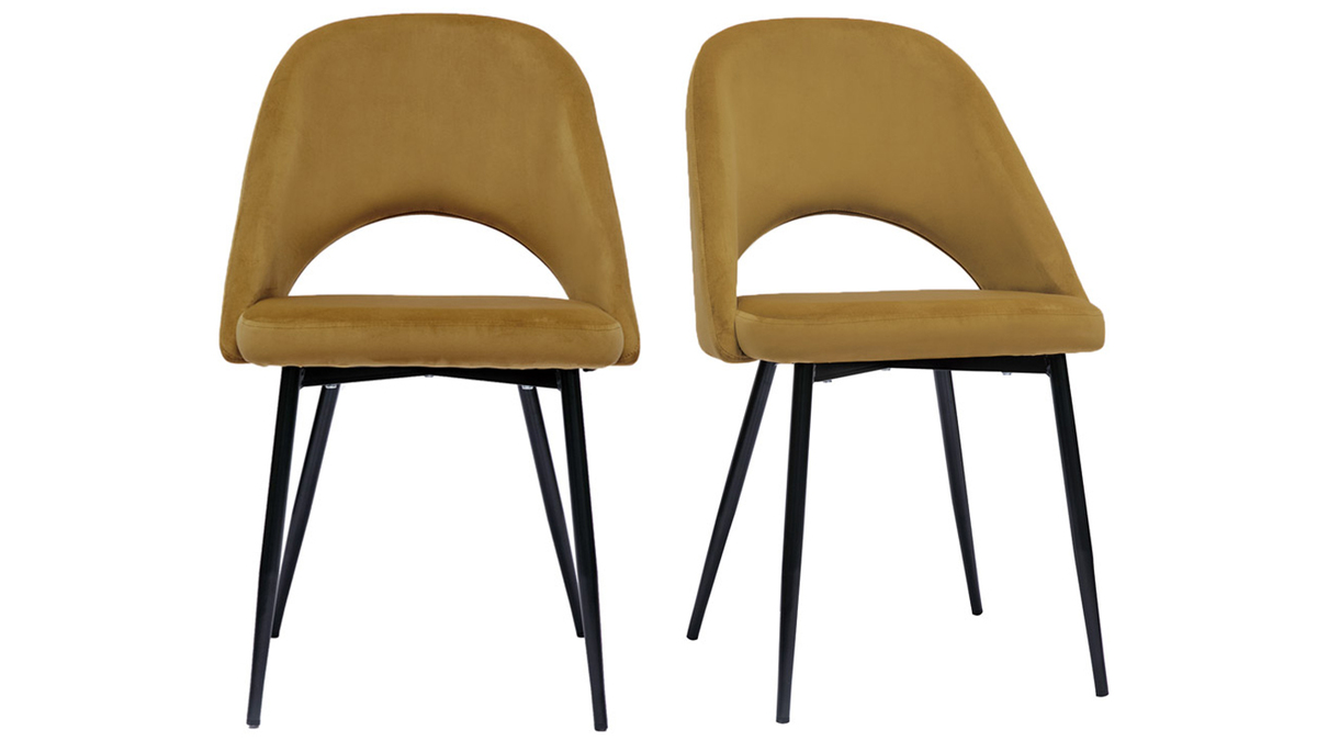 Set de 2 sillas de terciopelo bronce con patas de metal COSETTE
