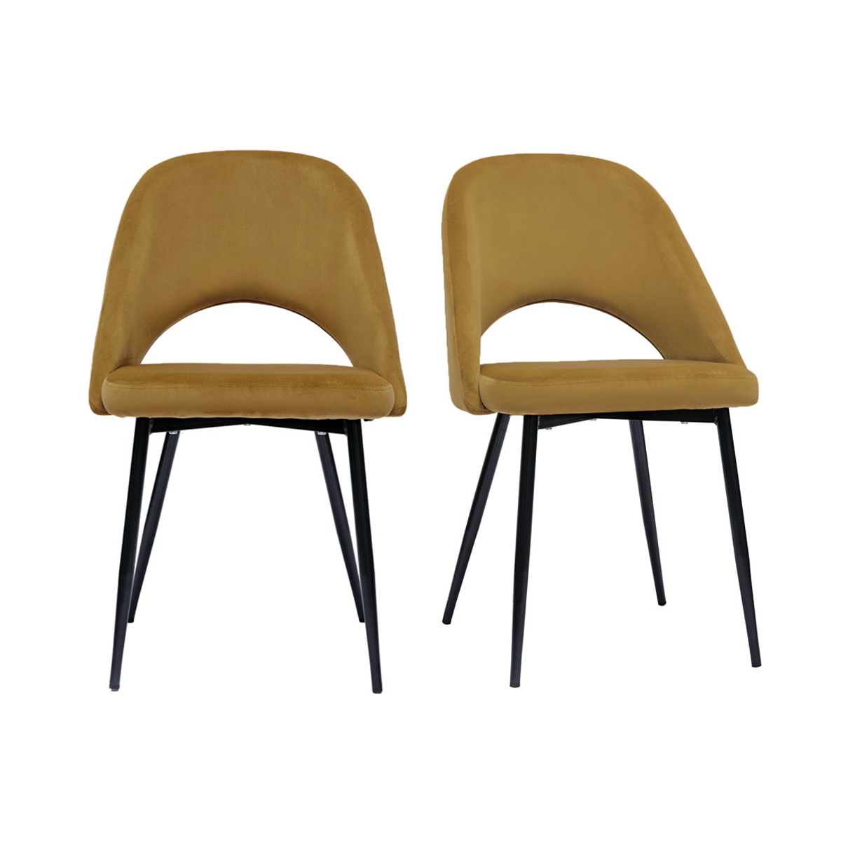 Set de 2 sillas de terciopelo bronce con patas de metal COSETTE