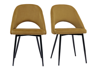 Set de 2 sillas de terciopelo bronce con patas de metal COSETTE