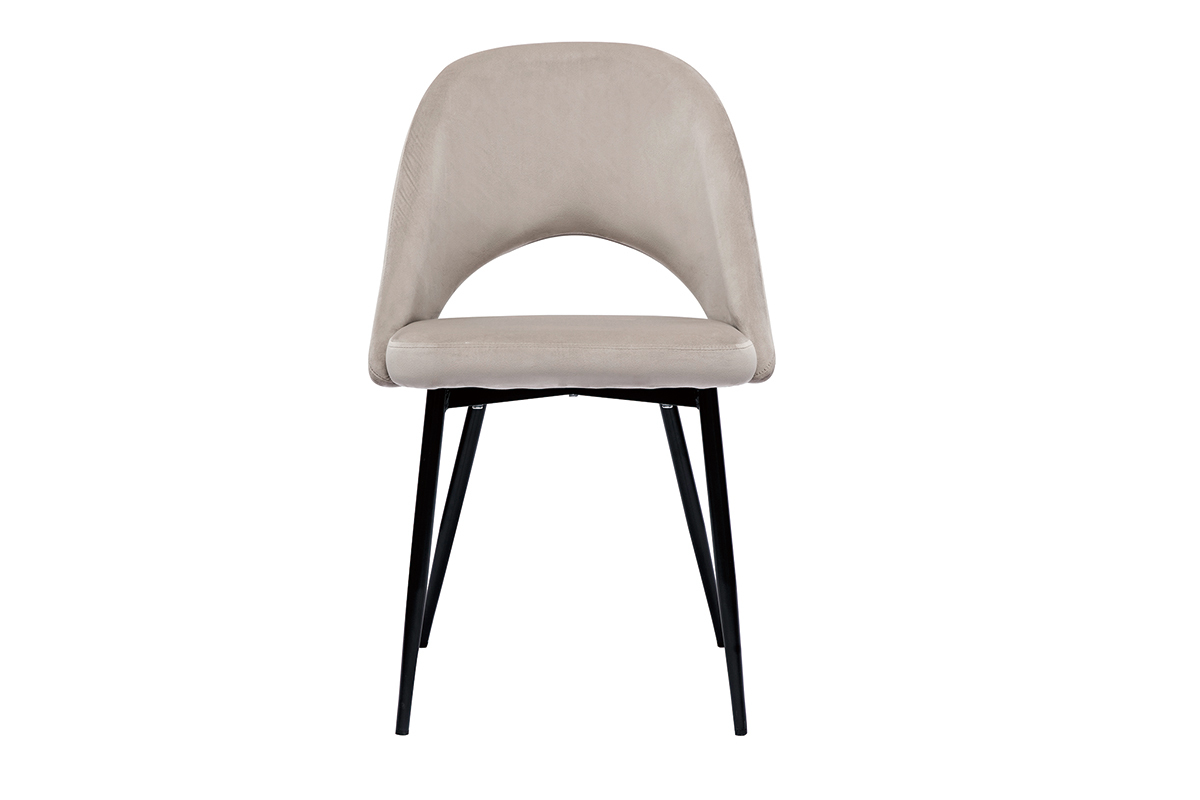 Set de 2 sillas de terciopelo color topo con patas de metal COSETTE