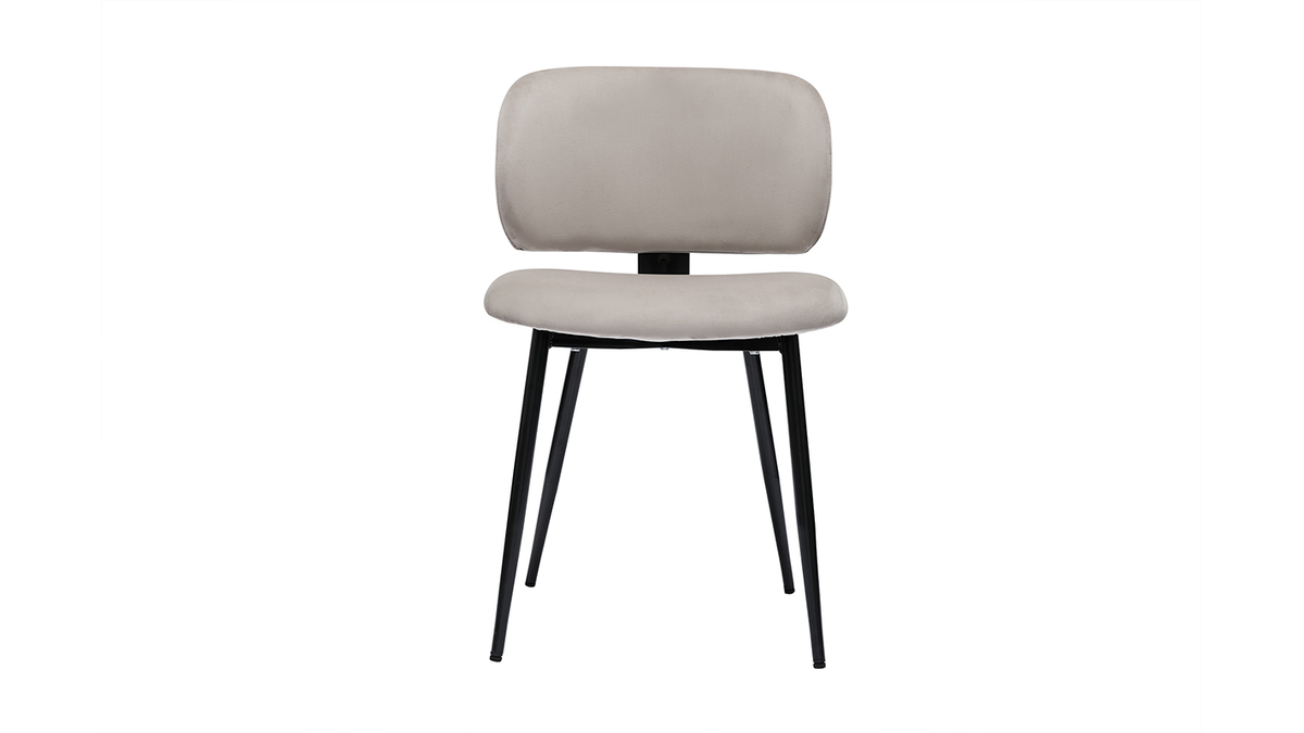 Set de 2 sillas de terciopelo color topo y metal negro ATRIUM