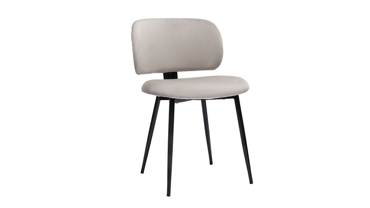 Set de 2 sillas de terciopelo color topo y metal negro ATRIUM