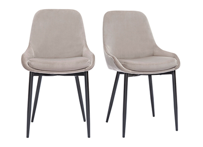 Set de 2 sillas de terciopelo color topo y metal negro HOLO