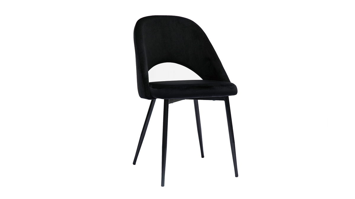 Set de 2 sillas de terciopelo negro con patas de metal COSETTE