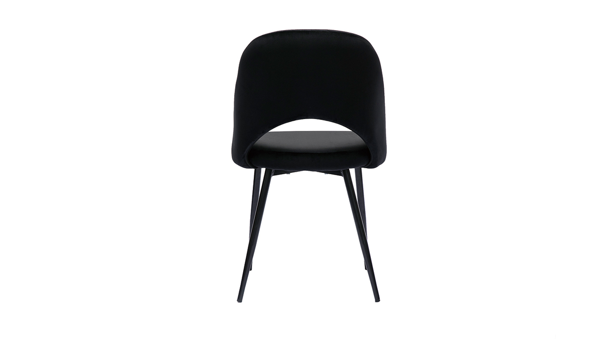Set de 2 sillas de terciopelo negro con patas de metal COSETTE