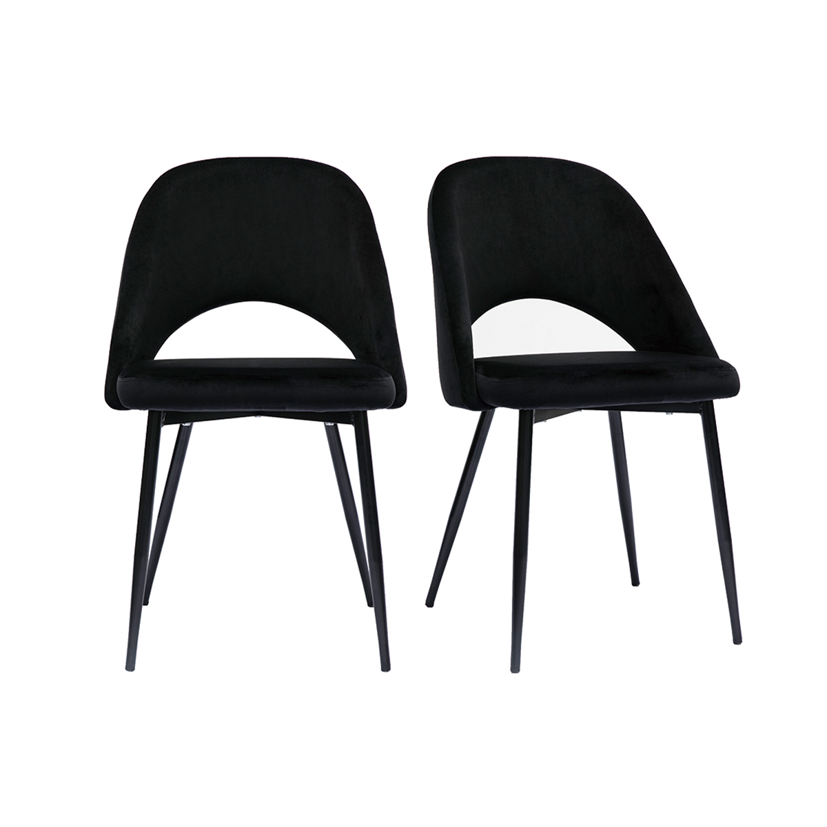 Set de 2 sillas de terciopelo negro con patas de metal COSETTE