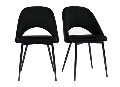 Set de 2 sillas de terciopelo negro con patas de metal COSETTE
