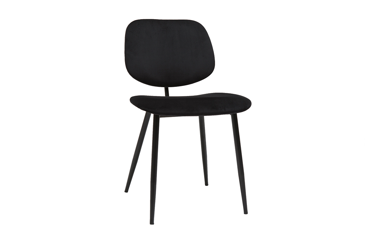 Set de 2sillas de terciopelo negro y metal negro TOBIAS