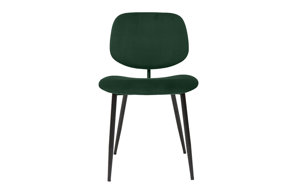 Set de 2sillas de terciopelo verde y metal negro TOBIAS