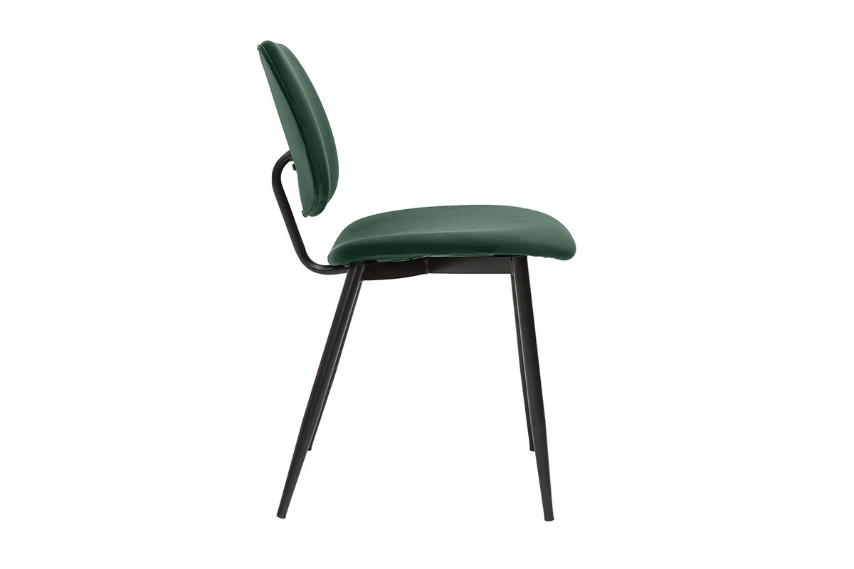 Set de 2sillas de terciopelo verde y metal negro TOBIAS