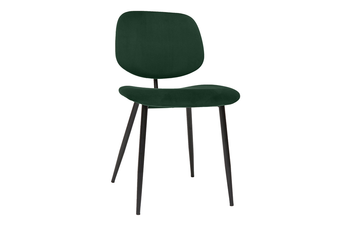 Set de 2sillas de terciopelo verde y metal negro TOBIAS