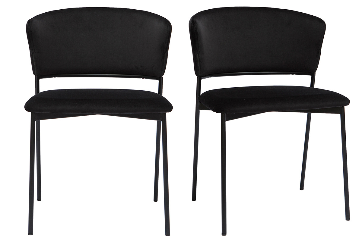Set de 2sillas de terciopelo y metal negros FELIZ