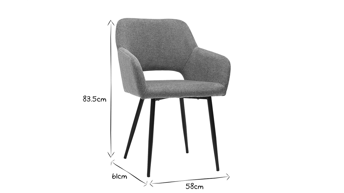 Set de 2 sillas efecto aterciopelado texturizado gris LAURETTE