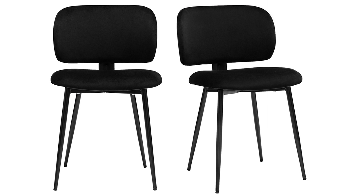 Set de 2 sillas negras de terciopelo y metal ATRIUM