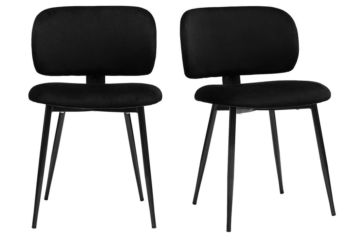 Set de 2 sillas negras de terciopelo y metal ATRIUM