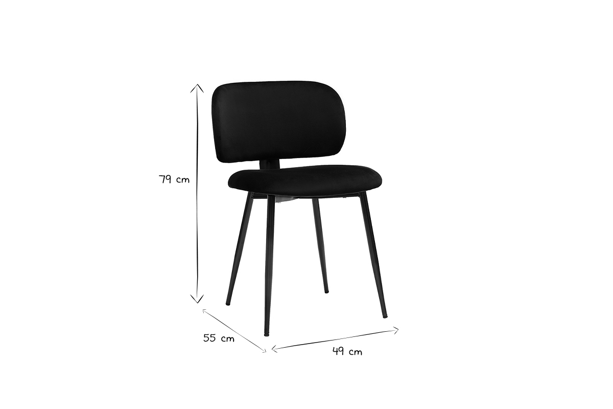 Set de 2 sillas negras de terciopelo y metal ATRIUM