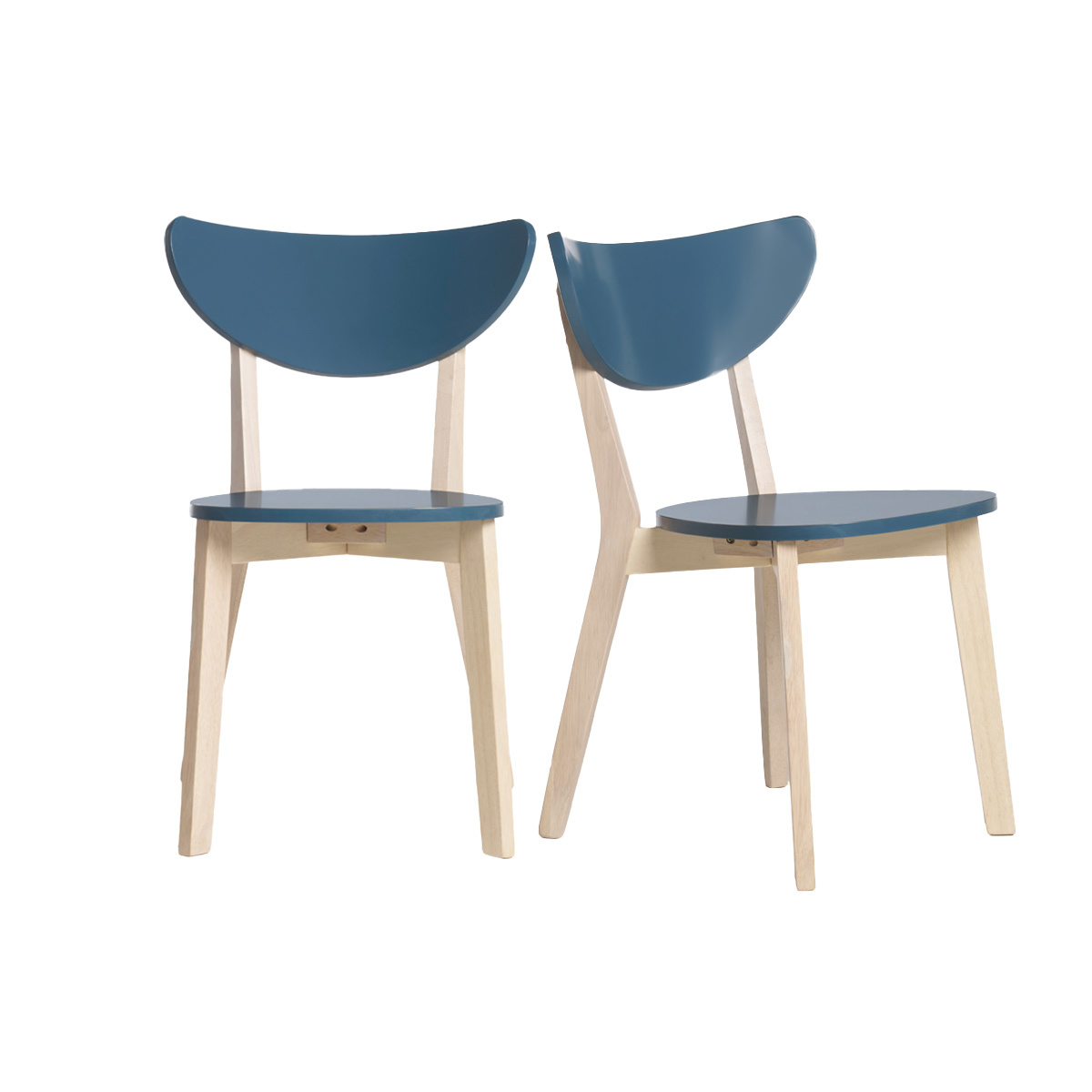 Set de 2 sillas nórdicas azul petróleo y madera clara LEENA