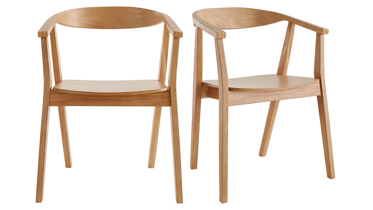 Set de 2 sillas nórdicas de madera BAHIA - Miliboo
