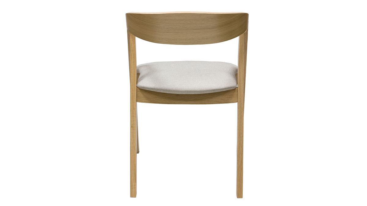 Set de 2 sillas nrdicas de madera clara de roble macizo y tela beige LOVA