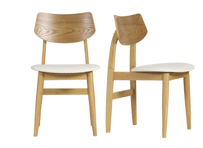 Set de 2 sillas nórdicas de madera clara y blanco ELION