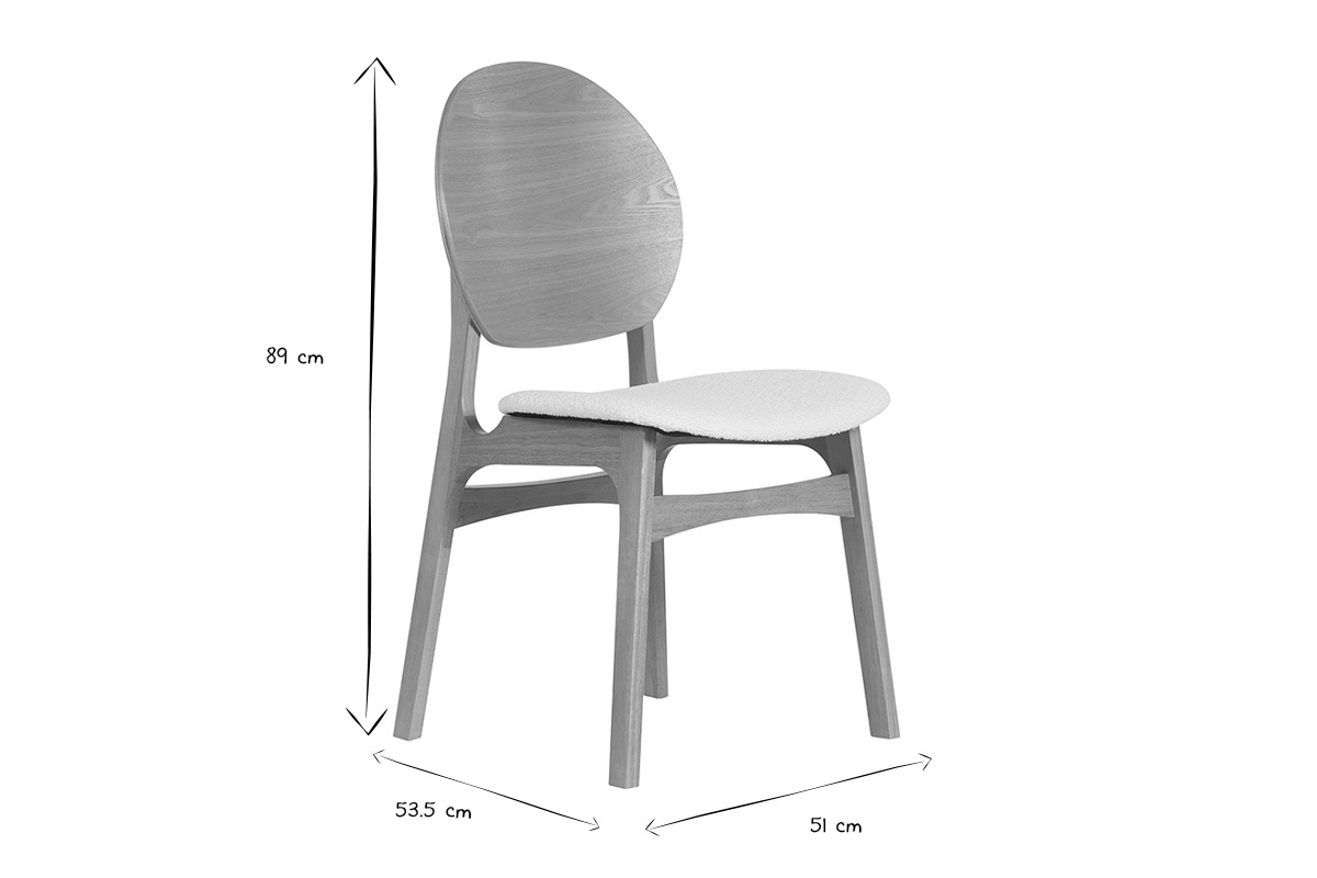 Set de 2 sillas n�rdicas de madera clara y borreguillo blanco ELTON