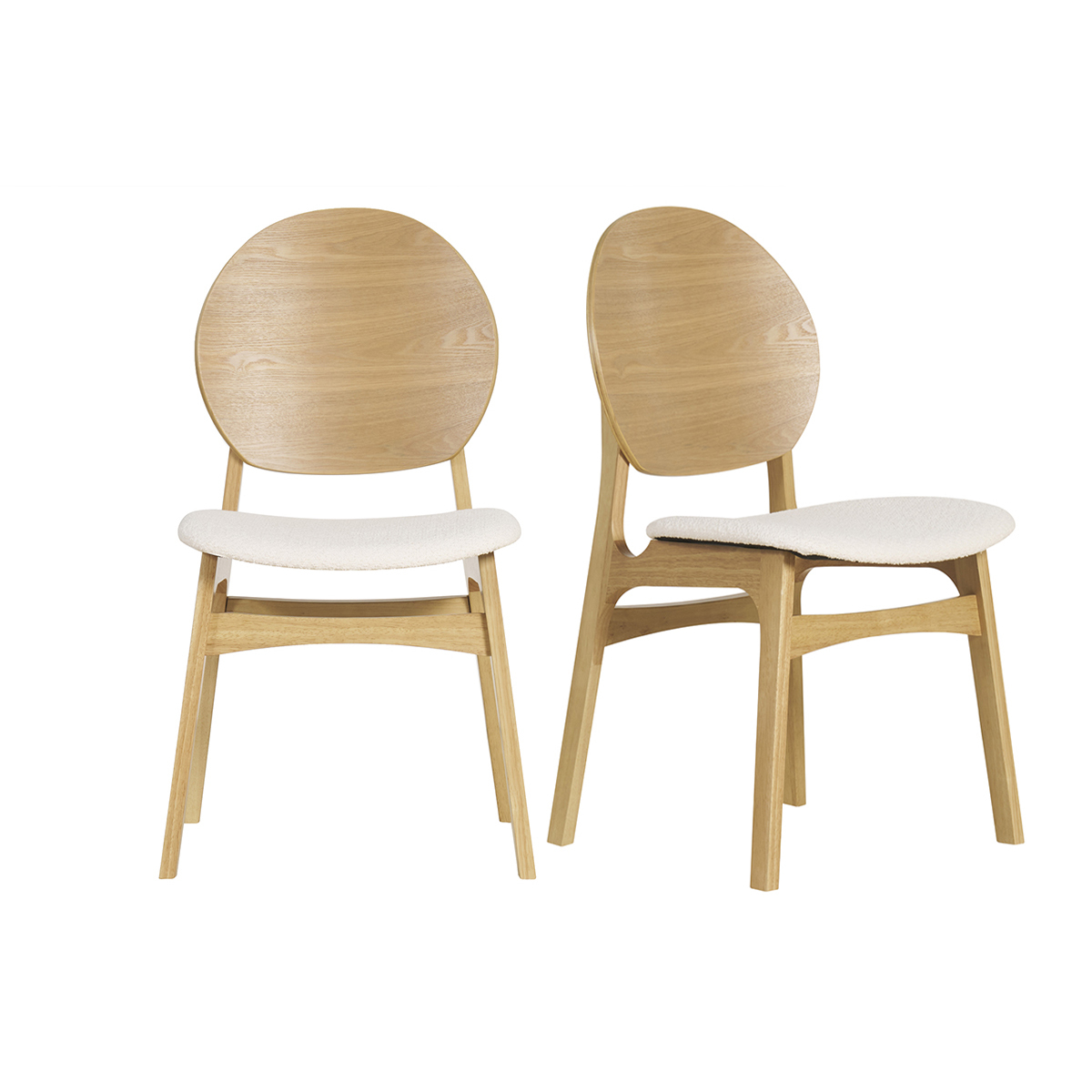 Set de 2 sillas nórdicas de madera clara y borreguillo blanco ELTON