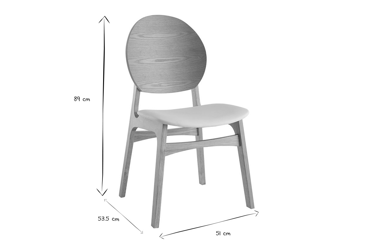 Set de 2�sillas n�rdicas de madera clara y poliuretano blanco ELTON