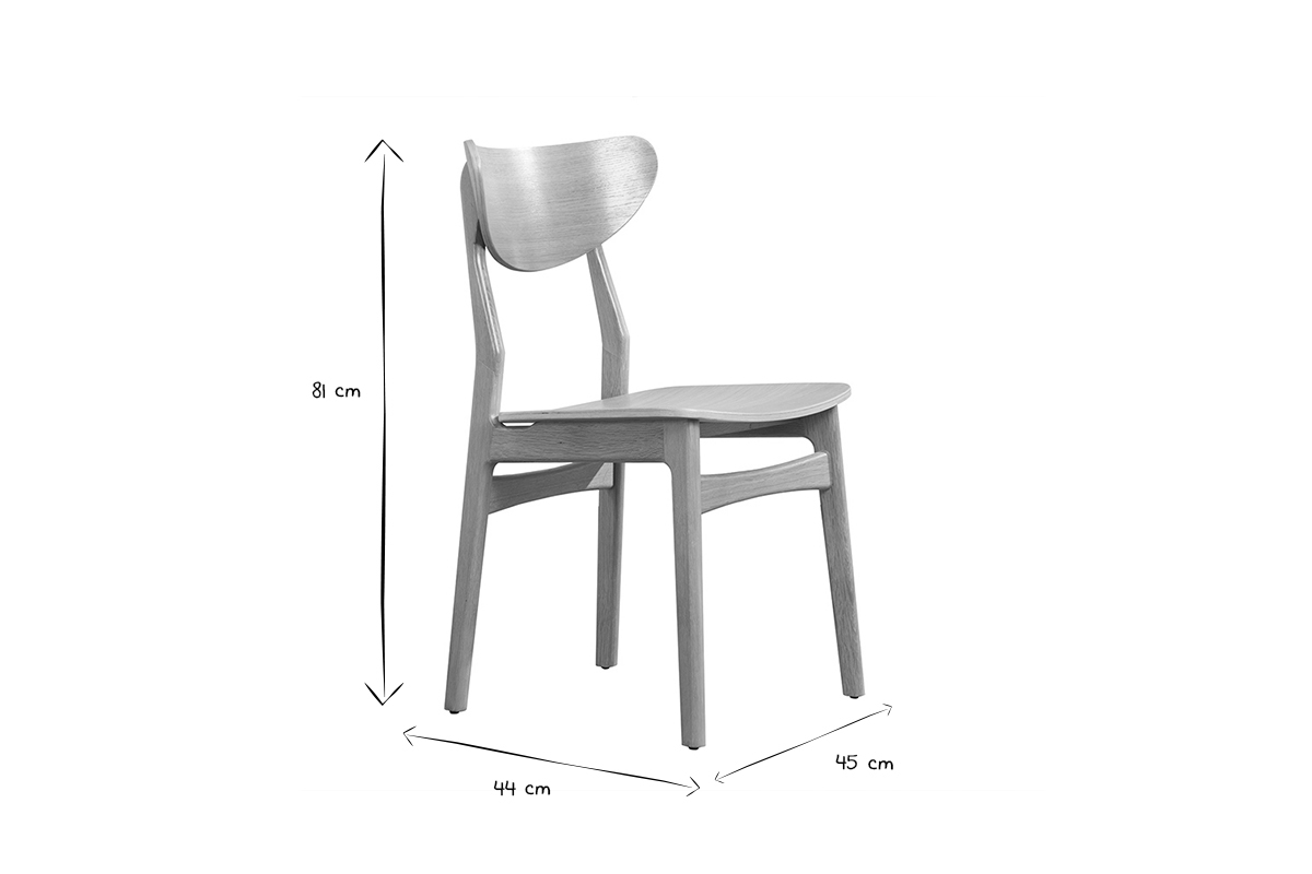 Set de 2 sillas nrdicas de madera de roble macizo clara MAYA