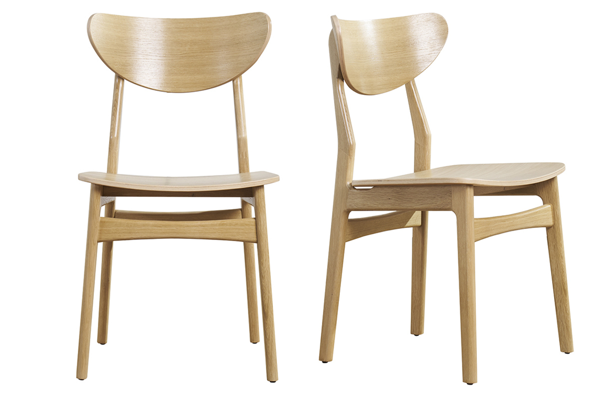 Set de 2 sillas nrdicas de madera de roble macizo clara MAYA