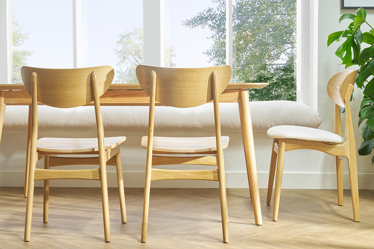 Set de 2 sillas nrdicas de madera de roble macizo clara MAYA