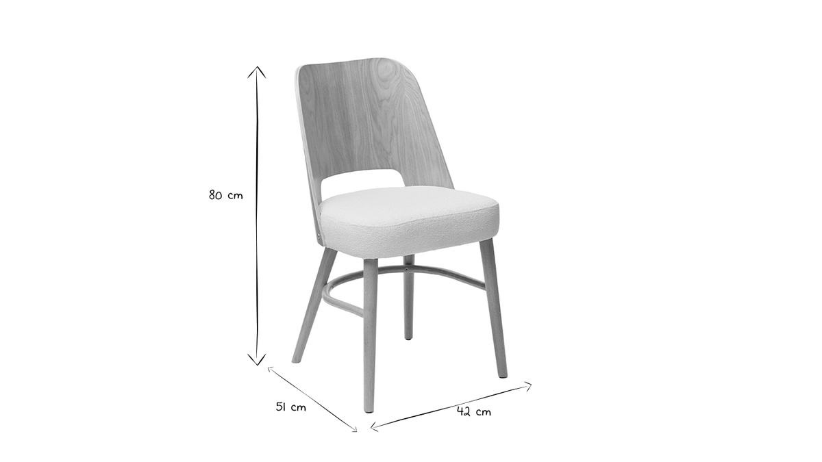 Set de 2 sillas nrdicas de madera de roble y tejido efecto borreguillo EDITO