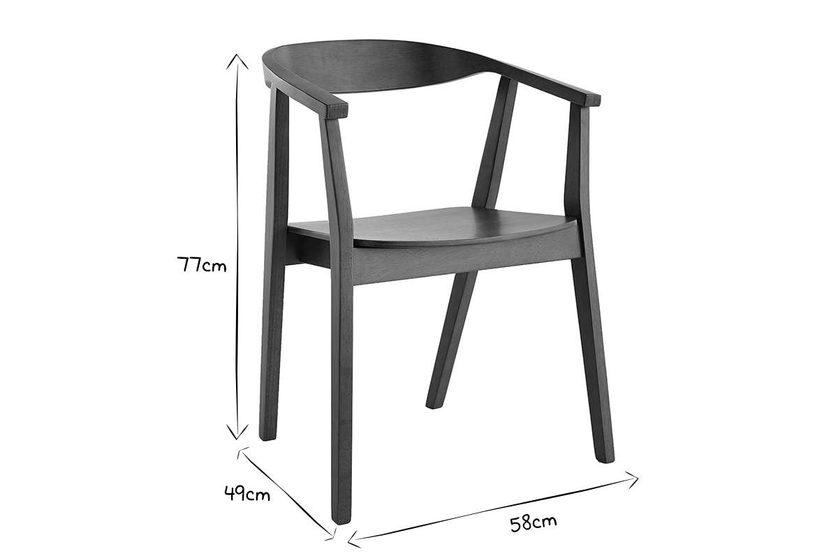 Set de 2sillas nrdicas de madera oscura BAHIA
