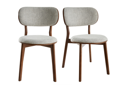 Set de 2 sillas nórdicas de madera oscura y tejido gris FAUVETTE