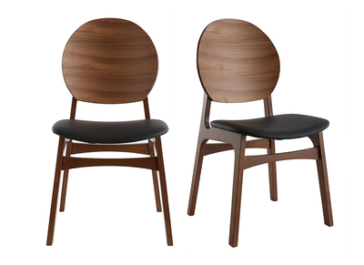 Set de 2 sillas nórdicas de nogal y poliuretano negro ELTON