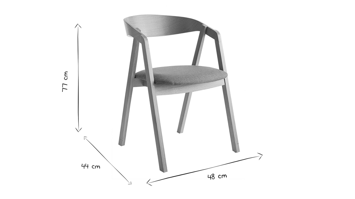 Set de 2 sillas nrdicas de roble macizo y tejido efecto borreguillo color crudo LOVA