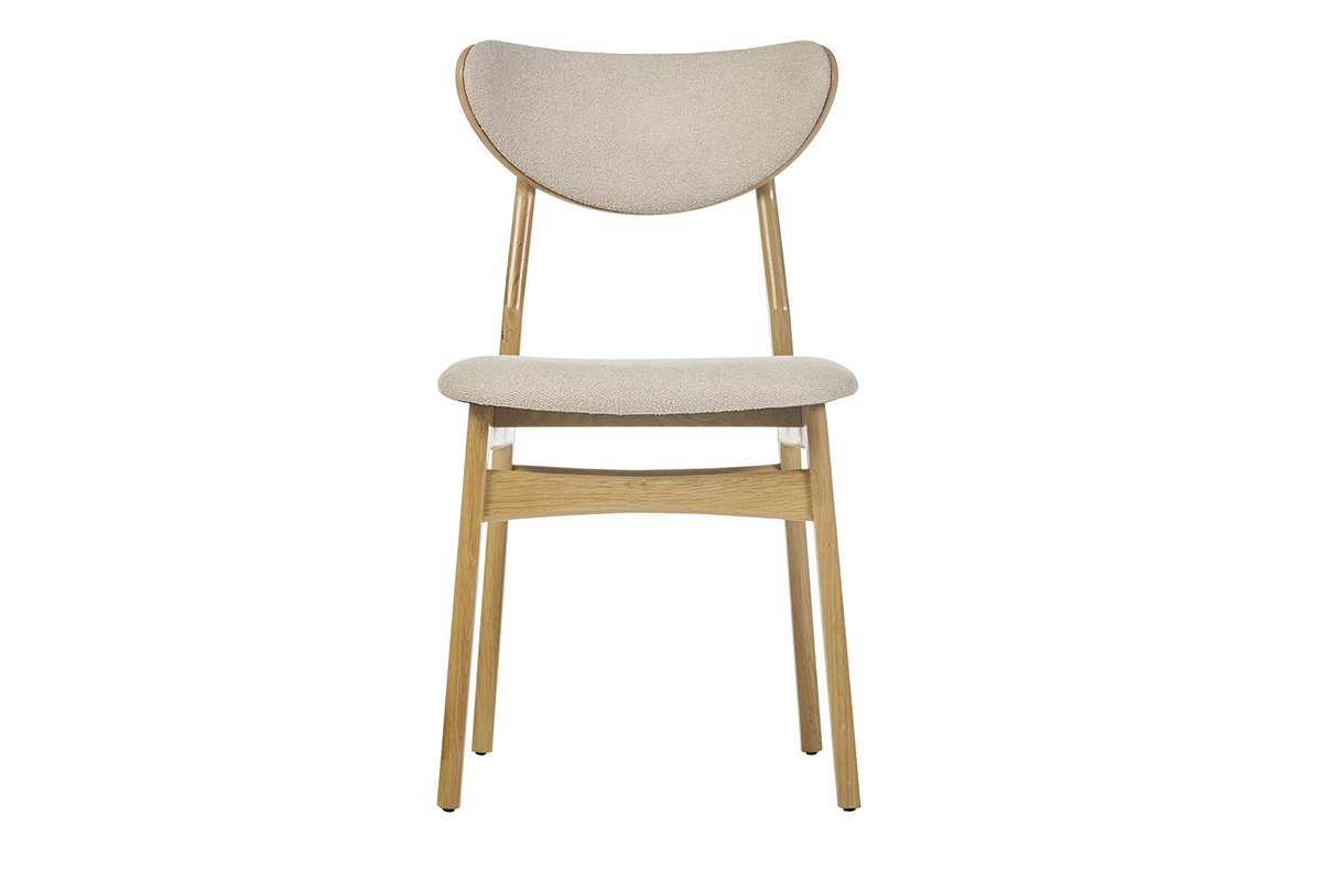 Set de 2 sillas nrdicas de tejido borreguillo beige y madera clara de haya maciza MAYA