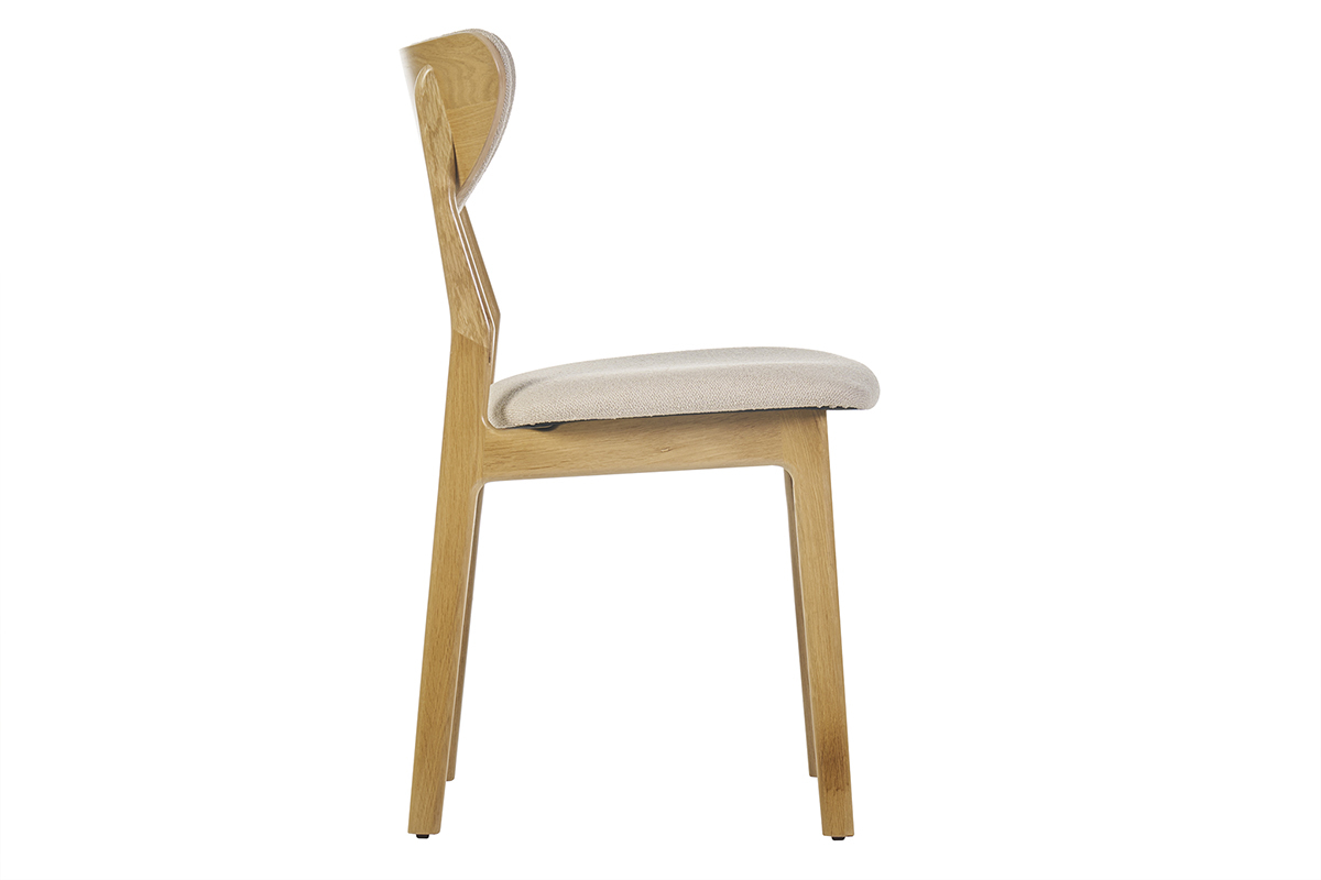 Set de 2 sillas nrdicas de tejido borreguillo beige y madera clara de haya maciza MAYA
