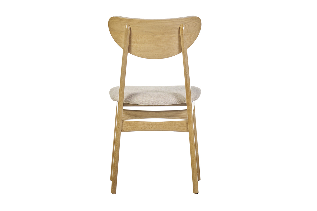 Set de 2 sillas nrdicas de tejido borreguillo beige y madera clara de haya maciza MAYA