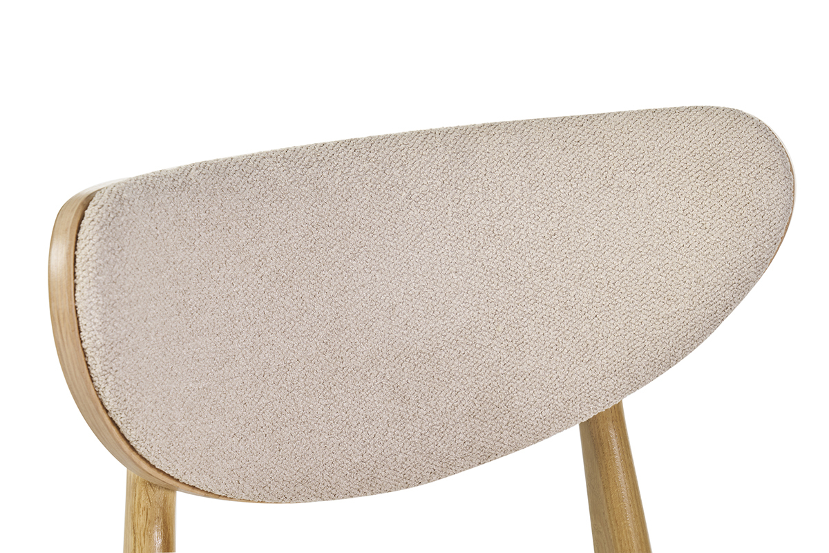 Set de 2 sillas nrdicas de tejido borreguillo beige y madera clara de haya maciza MAYA