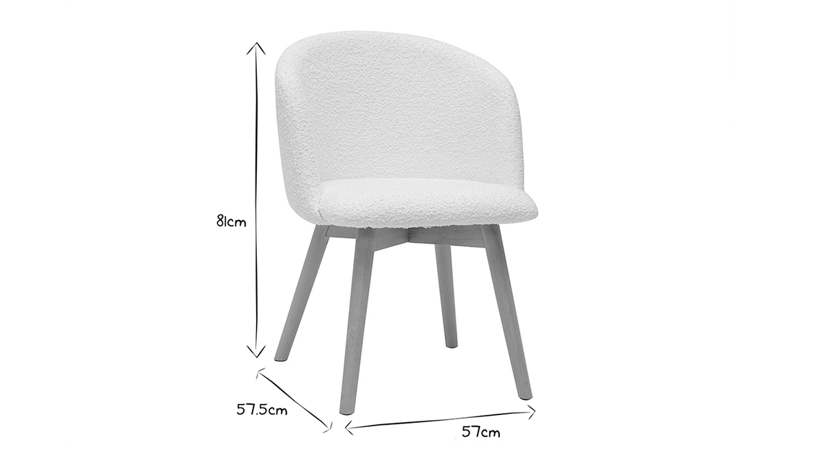 Set de 2 sillas nórdicas de tejido borreguillo y haya maciza VANITY