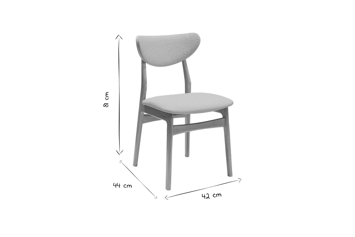 Set de 2 sillas nrdicas de tejido efecto aterciopelado texturizado gris jaspeado y madera clara de haya maciza MAYA
