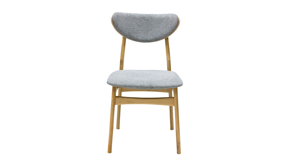 Set de 2 sillas nrdicas de tejido efecto aterciopelado texturizado gris jaspeado y madera clara de haya maciza MAYA