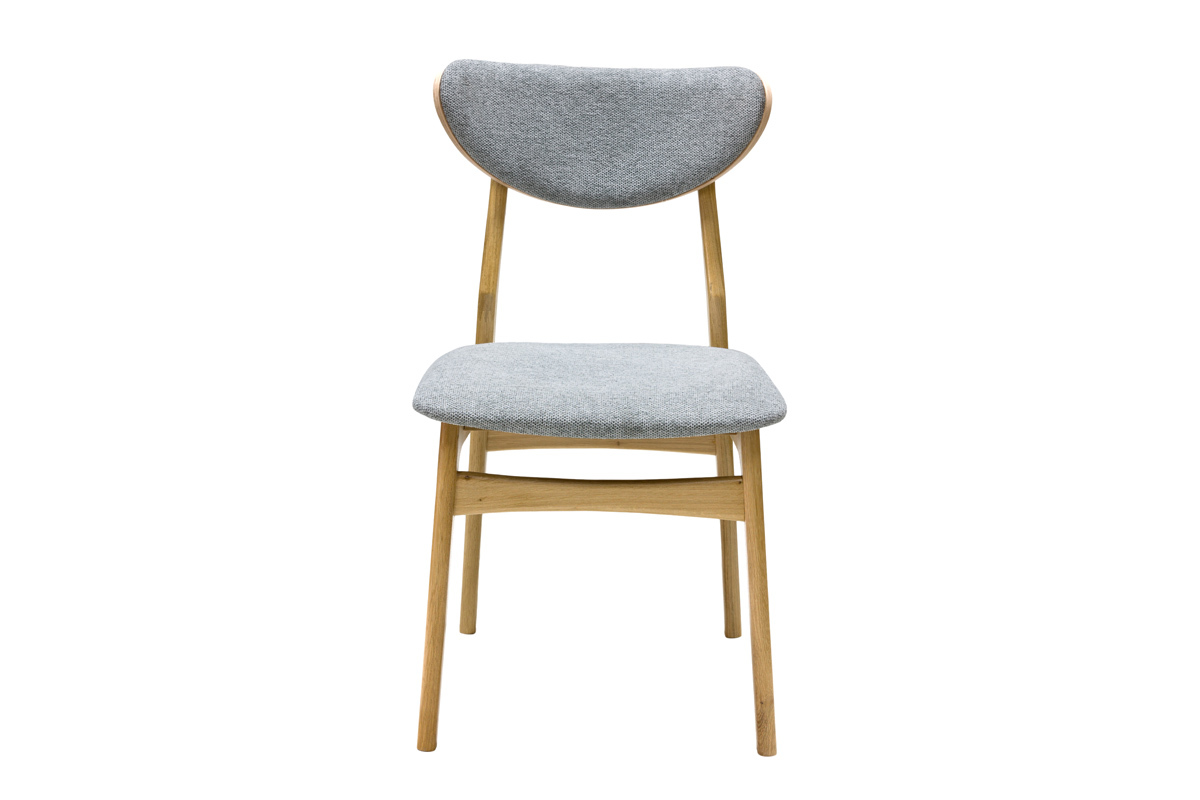 Set de 2 sillas nrdicas de tejido efecto aterciopelado texturizado gris jaspeado y madera clara de haya maciza MAYA