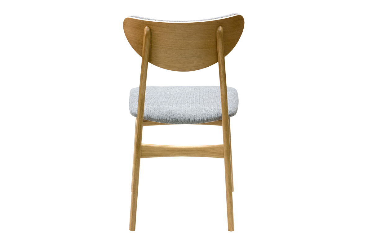 Set de 2 sillas nrdicas de tejido efecto aterciopelado texturizado gris jaspeado y madera clara de haya maciza MAYA