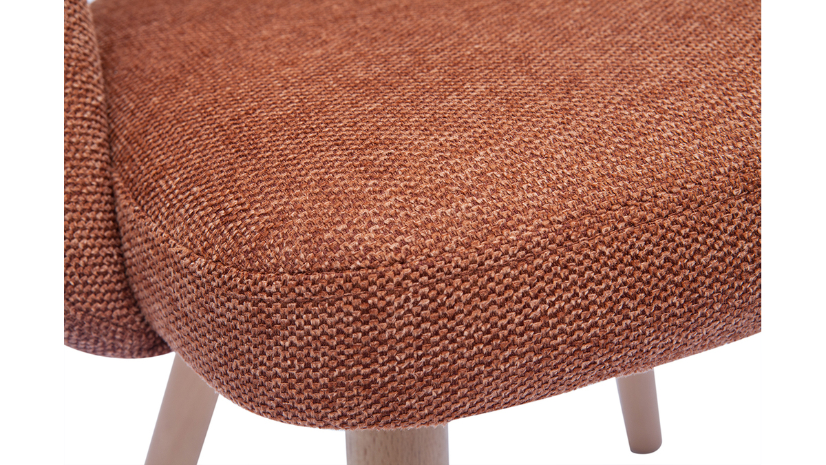 Set de 2 sillas nrdicas de tejido efecto aterciopelado texturizado terracota y madera clara COSETTE