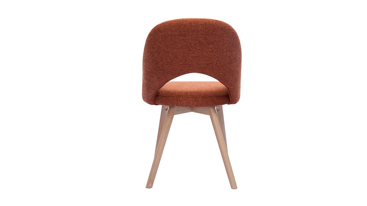 Set de 2 sillas nrdicas de tejido efecto aterciopelado texturizado terracota y madera clara COSETTE